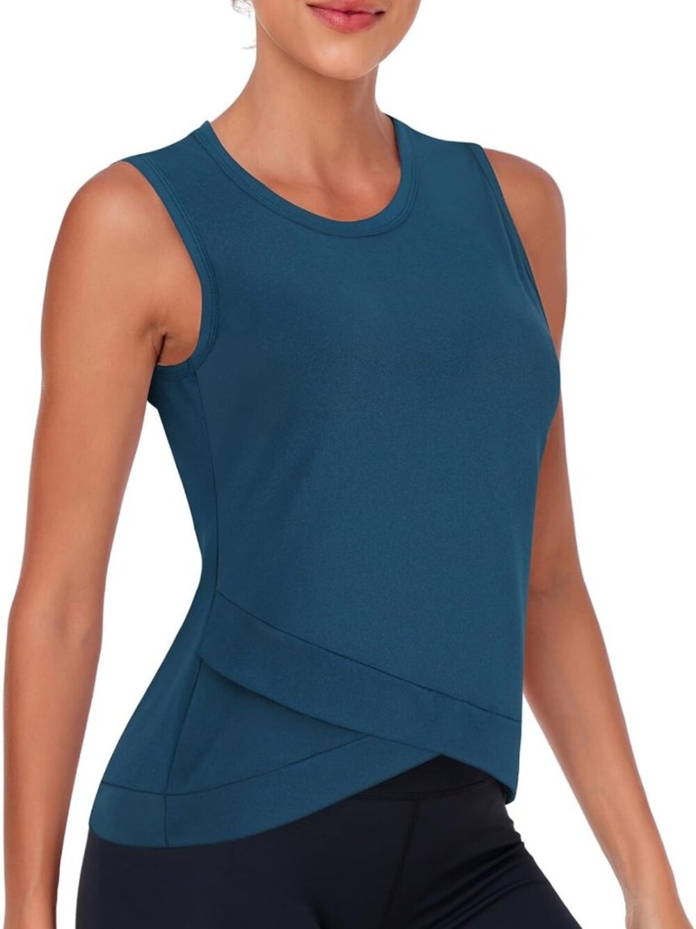 Crossover Hem Crop Tank Top for Women | Yoga & Workout Athletic Shirt